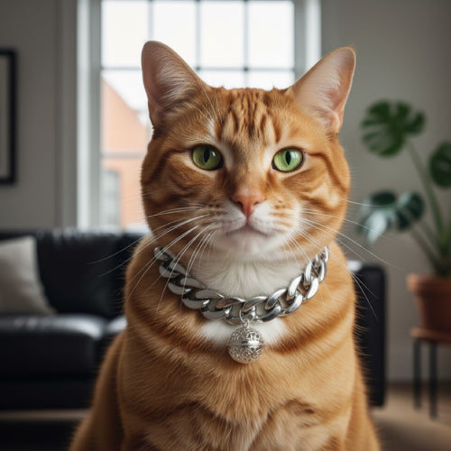 Collier pour chat male cou  argent 