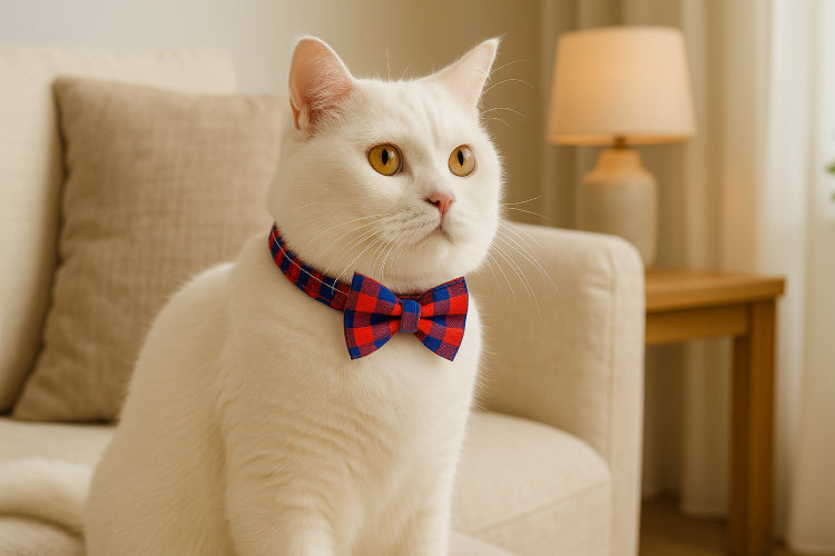 Collier pour chat nœud papillon canapé