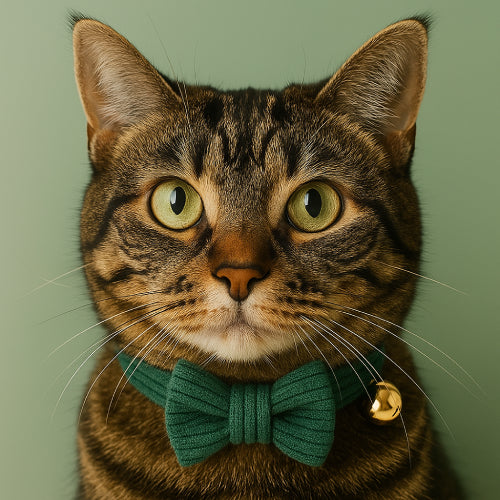 Collier pour chat personnalisable vert cou