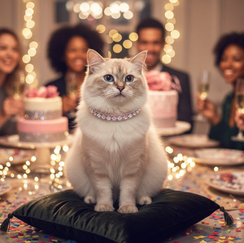 Collier pour chat strass coussin 