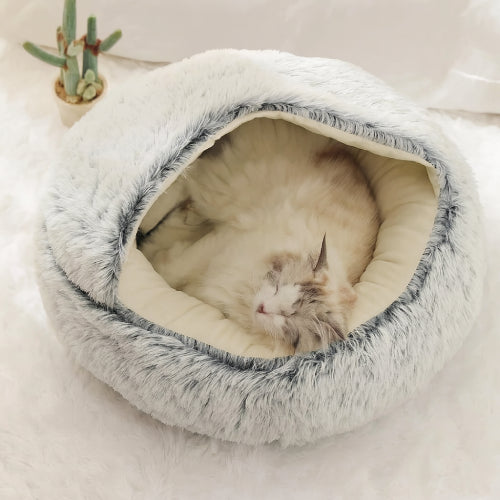 Couchage coussin pour chat peluche gris