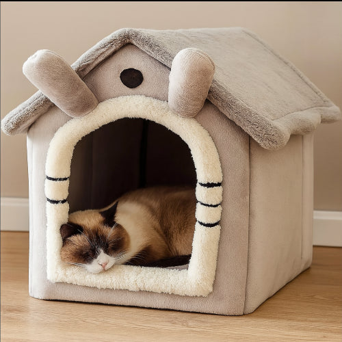 Couchage maison chat sol