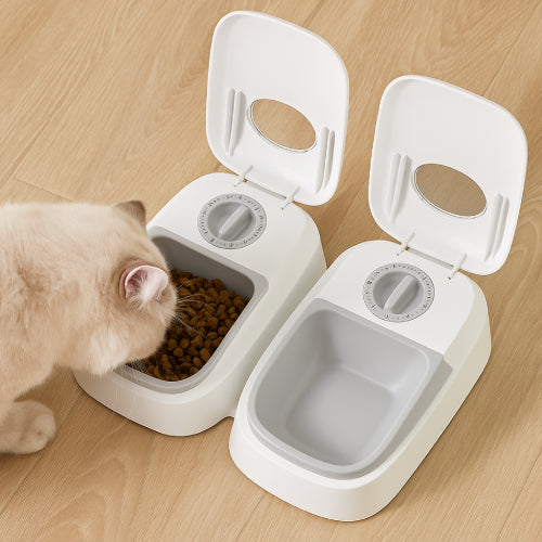 Double distributeur nourriture pour chat croquettes