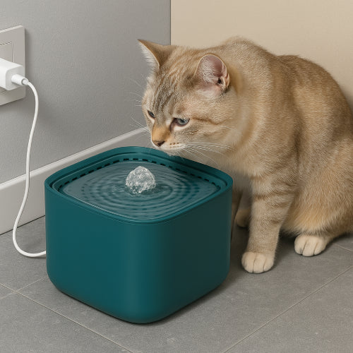 Fontaine d'eau chat boit