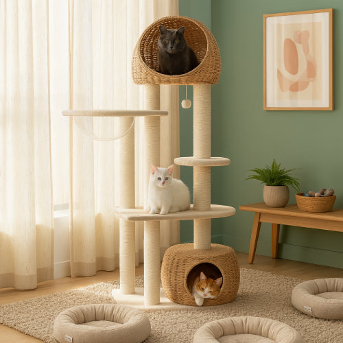 Géant arbre à chat blanc