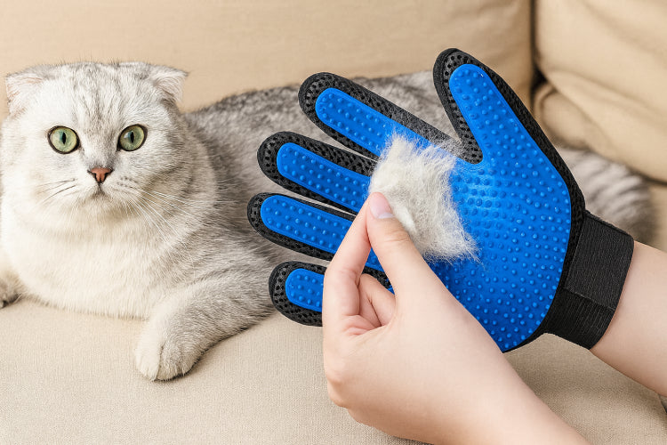Gants de toilettage pour chat poils
