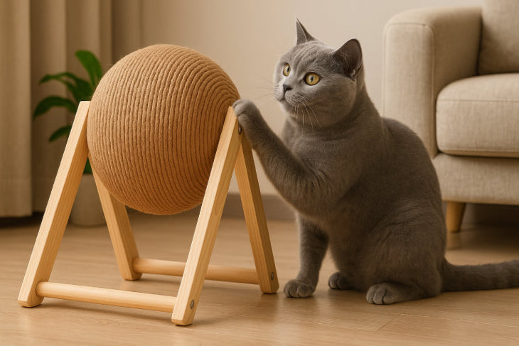 Griffoir boule à gratter pour chat salon