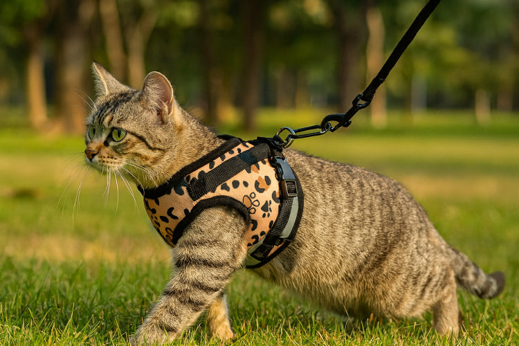 Harnais en nylon pour chat extérieur orange