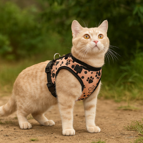 Harnais en nylon pour chat  motif pieds