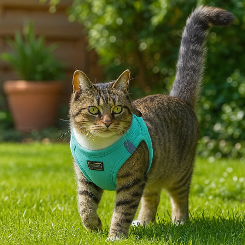 Harnais réfléchissant chat espace vert