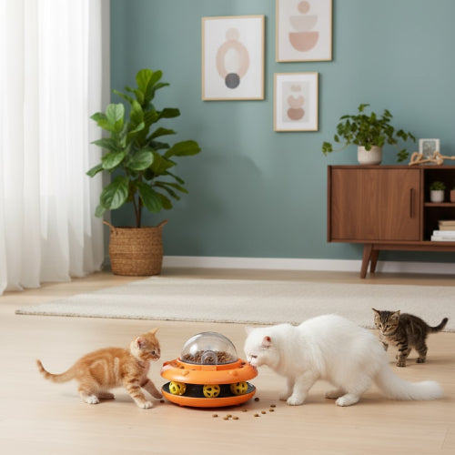 Jouet distributeur de croquettes pour chat capsule 