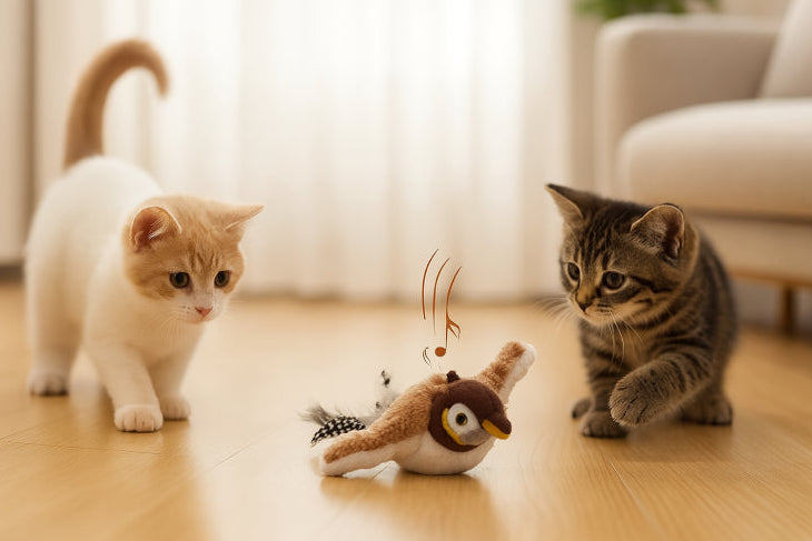 Jouet oiseau pour chat sol 