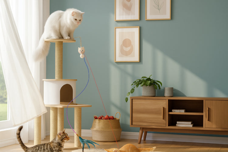 Jouet pour chat qui s'ennuie plume vert