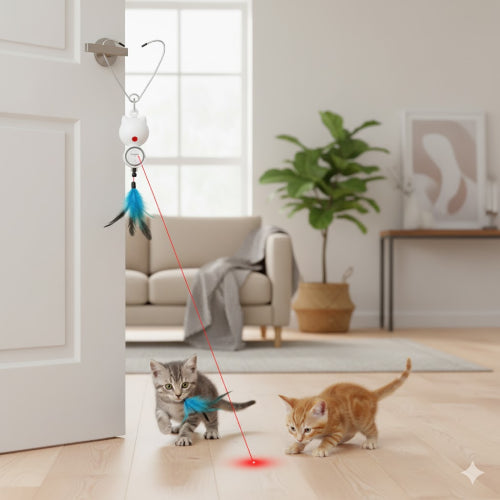 Jouet pour chat qui s'ennuie porte blanc