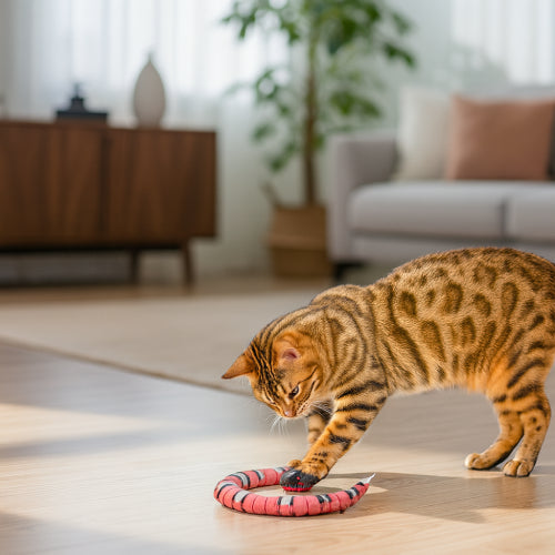 Jouet serpent pour chat tête noir 