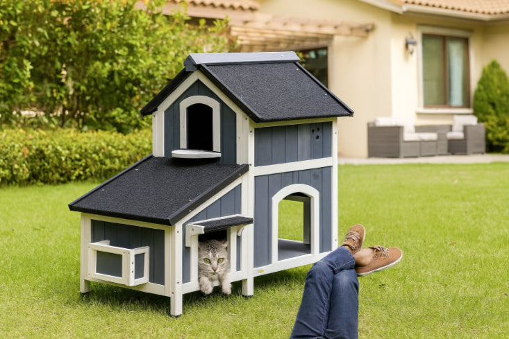 Maison en bois pour chat jardin