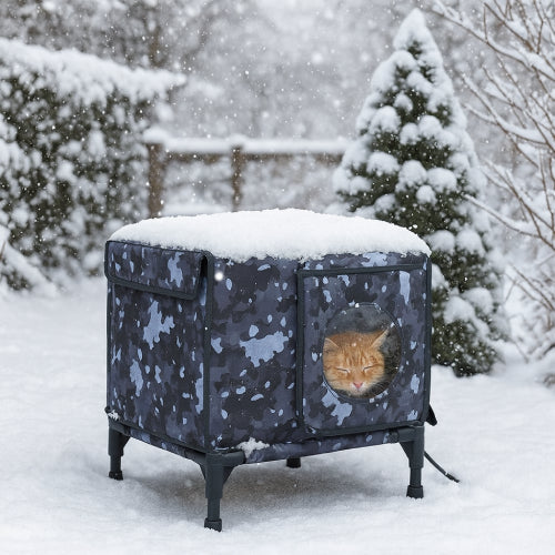 Maison extérieur chat  la neige
