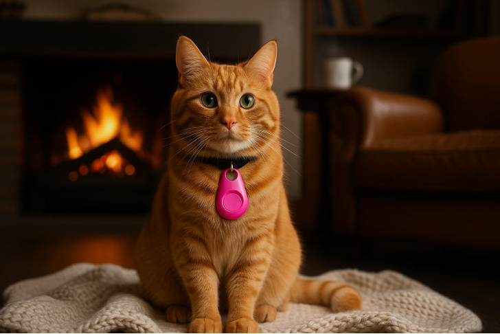 Mini gps chat cou rose 