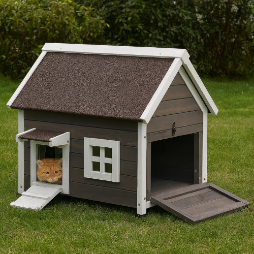 Niche bois pour chat espace vert