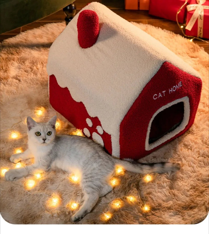 Niche de noël chat  Cat Home chat 