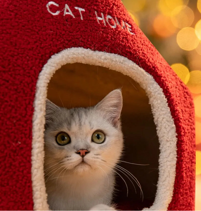 Niche de noël chat fenêtre 