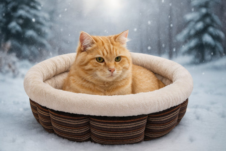 Panier à chat hiver neige