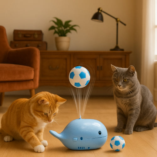 Robot chat jouet balle bleu