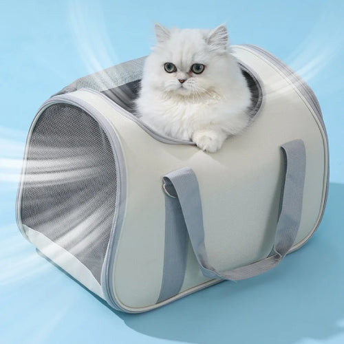 Sac de transport chat fond bleu 