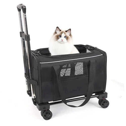 Sac de voyage pour chat chariot noir