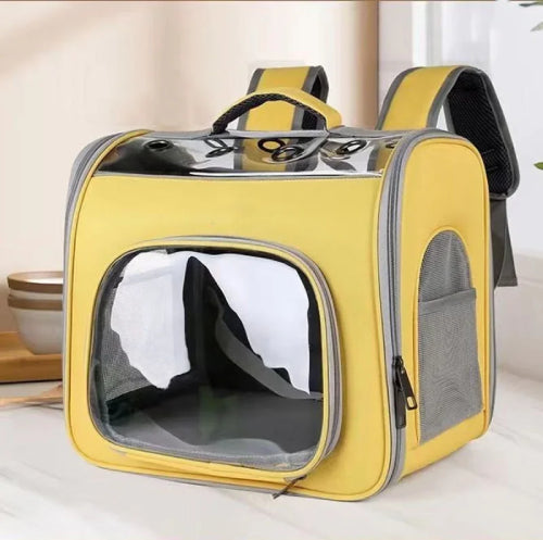 Sac à dos cage pour chat jaune gris