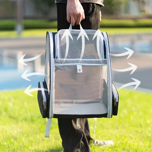 Sac à dos en toile pour chat noir respirant