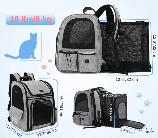 Sac à dos pour grand chat gris