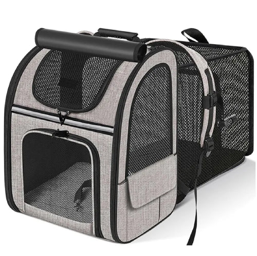 Sac à dos pour grand chat gris fon blanc