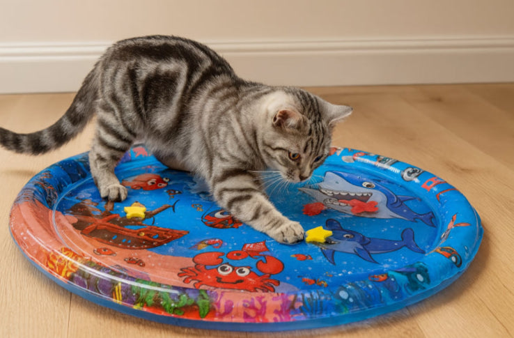 Tapis jeu d'eau pour chat sol