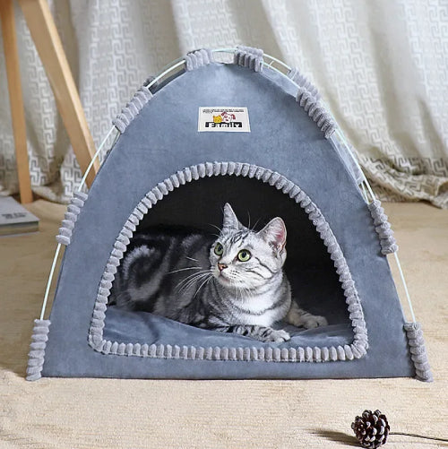 Tente couchage pour chat gris chat