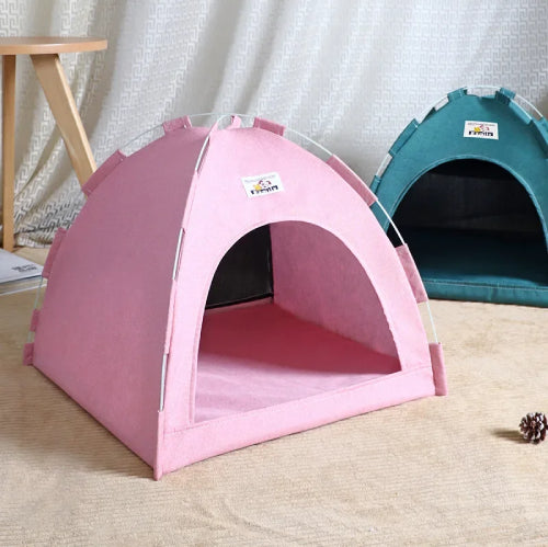Tente couchage pour chat rose vert