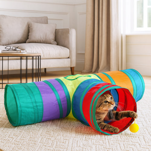 Tunnel pour chat multicolore