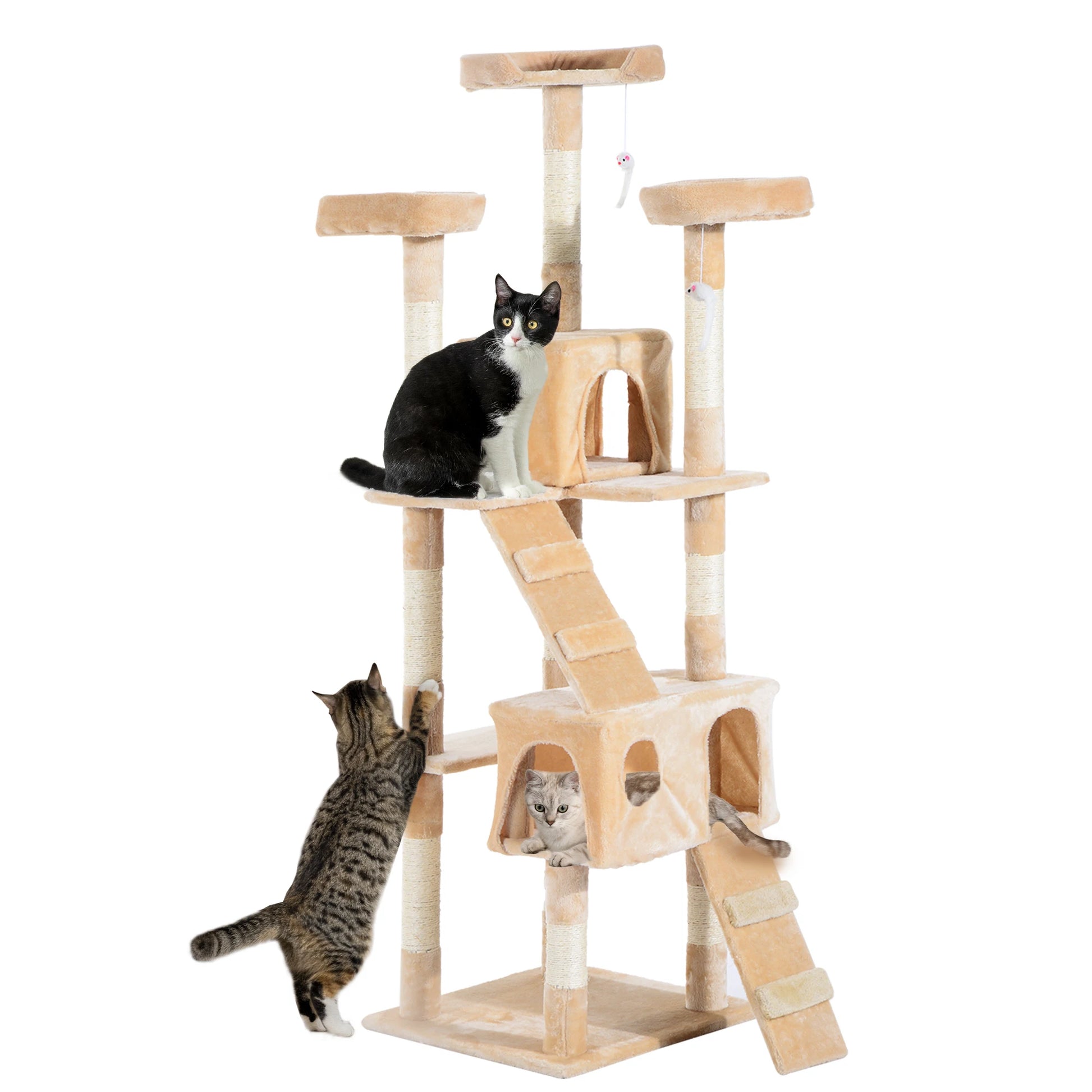 Arbre a chat beige avec 2 niches - ChatMour